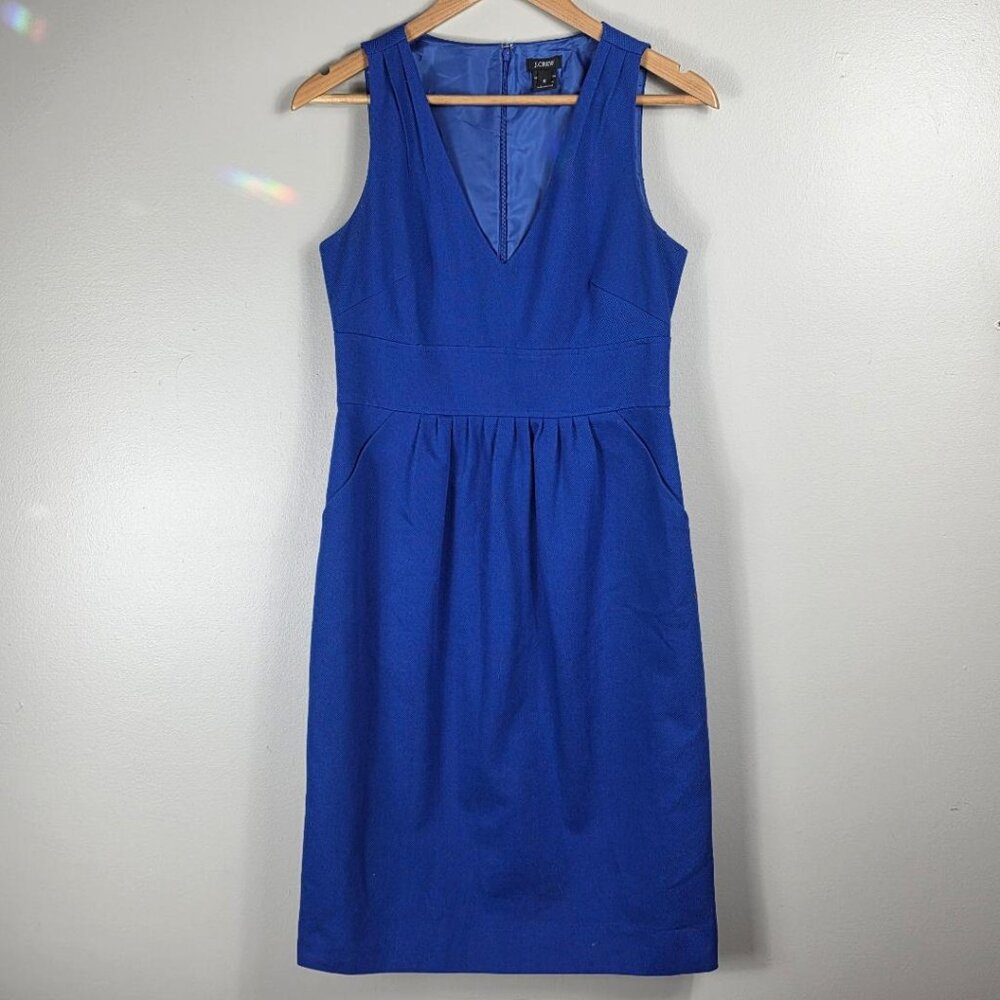 J. Crew Cobalt Blue V Neck Sleeveless A Line Dress